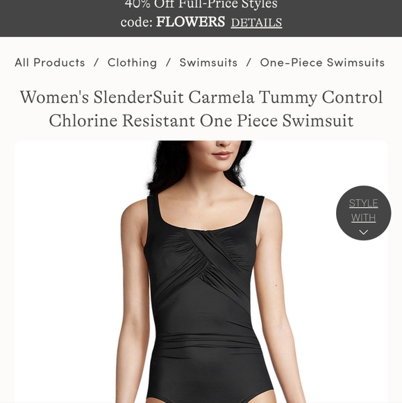 Lands' End One Piece Swimsuit Black Size 12DDD - Picture 2 of 10